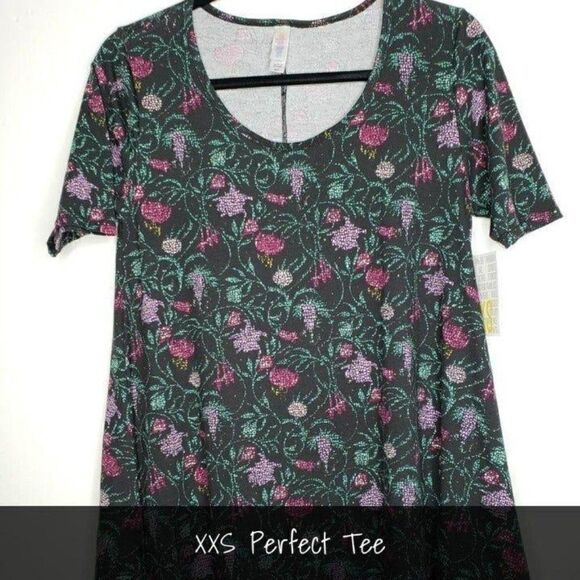LuLaRoe Perfect T XXS Black Floral NEW - Picture 1 of 1